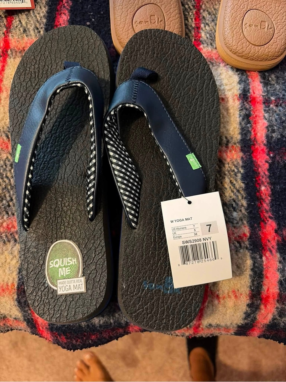 Sanuk Navy Blue Women's Yoga Mat Flip Flops